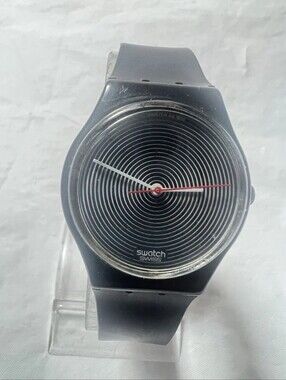 Swatch SOTO GB109 Unisex Black Watch with Red and White Hands